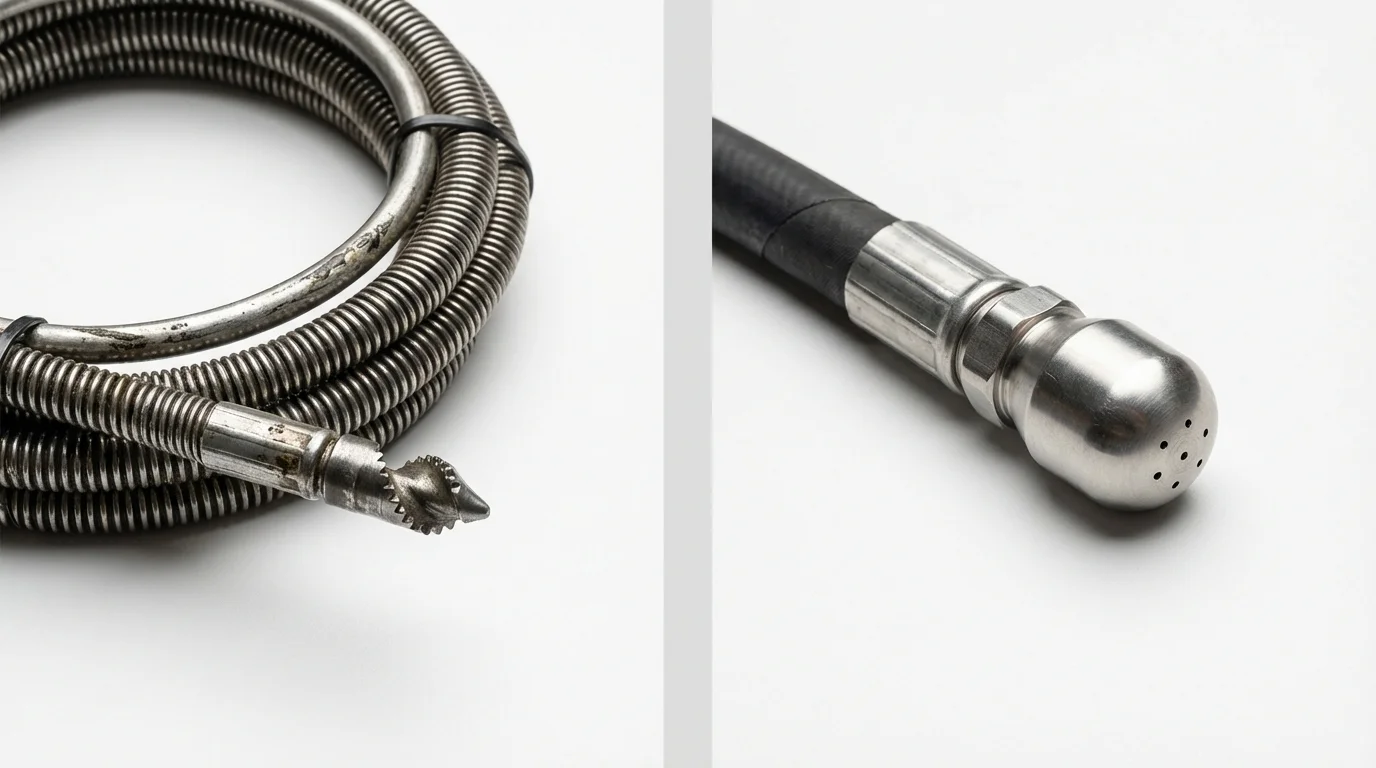 Drain snake cable and hydro jetting nozzle used for drain cleaning in Longboat Key, FL