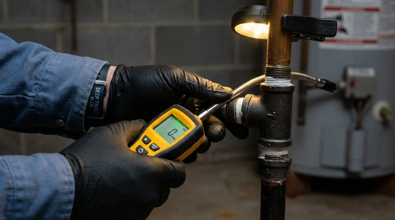Gas leak detection with electronic sniffer by Johns Plumbing LLC in Longboat Key